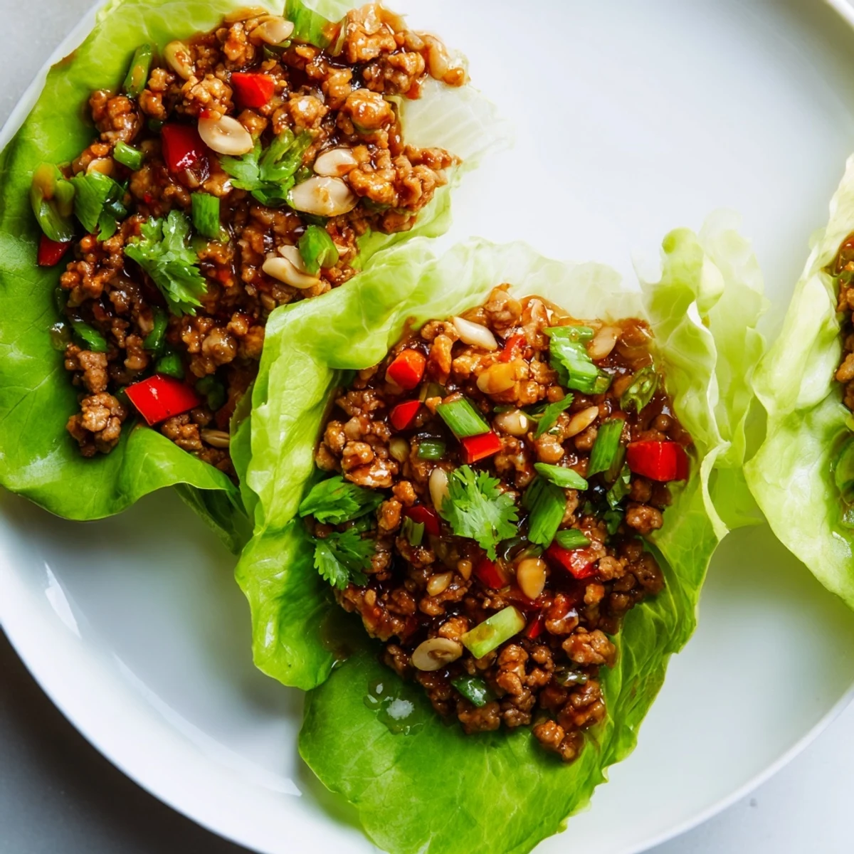 Savory Beef Lettuce Wraps with hoisin sauce, perfect for a hands-on, flavorful appetizer with fresh lettuce.
