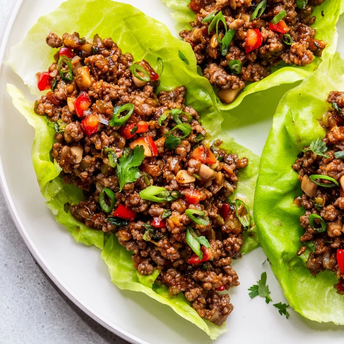 Easy-to-make Beef Lettuce Wraps, featuring a rich, flavorful beef filling with fresh cilantro and lime.