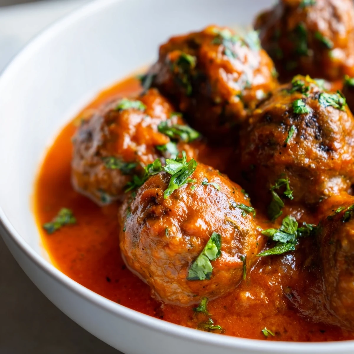 Spiced Lamb Meatballs are served over fluffy couscous, perfect for a family-style Middle Eastern dinner.