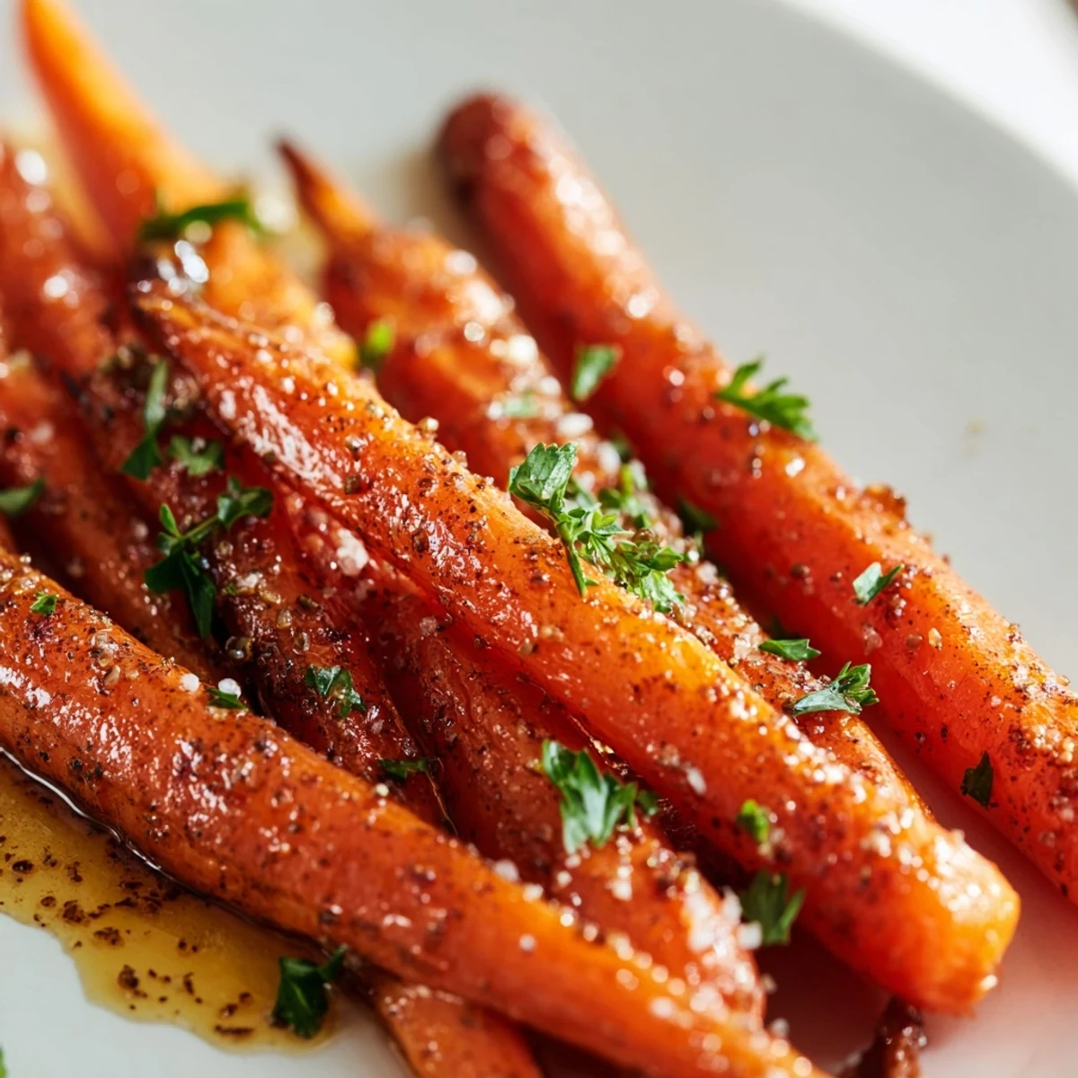 Savory Roasted Carrots with Honey and Cumin served warm from the oven alongside grilled chicken.