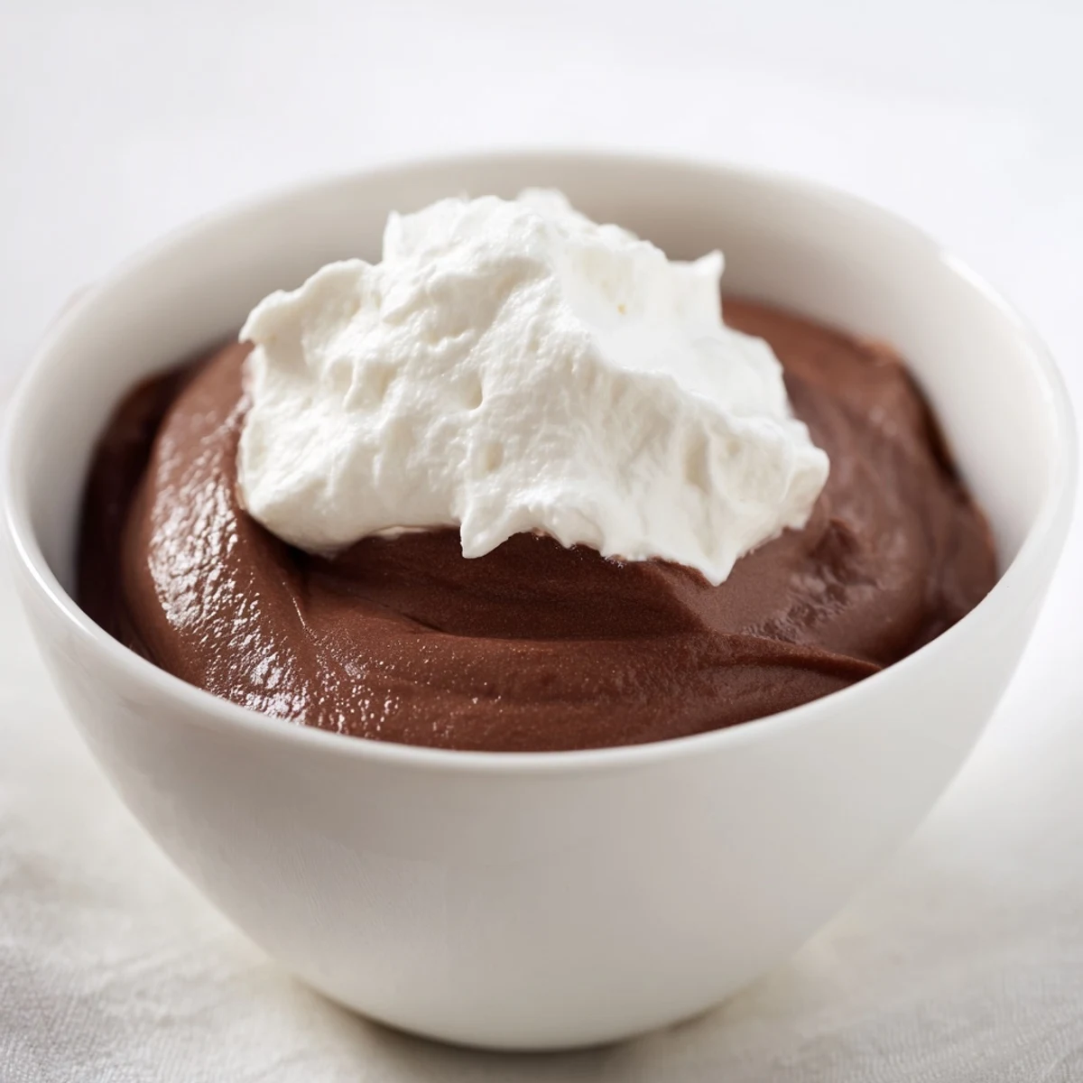 Decadent Chocolate Mousse with Homemade Whipped Cream ready to serve at a special dinner.