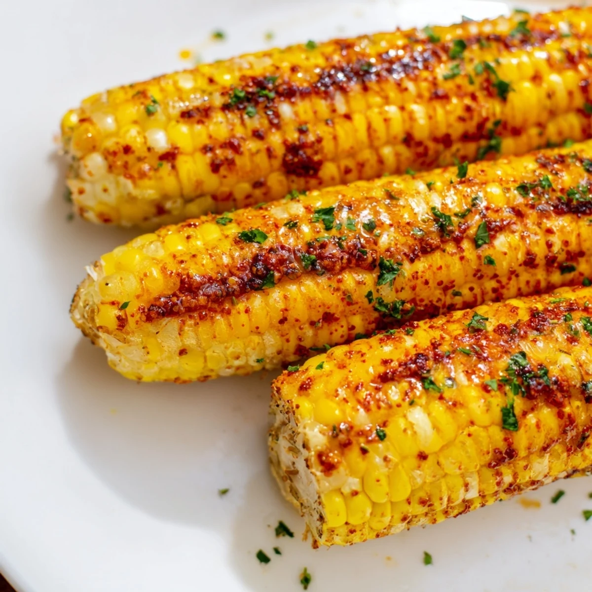 Golden-brown ears of Cajun Spiced Roasted Corn on the Cob glisten with paprika, served hot with lime wedges for a zesty finish.