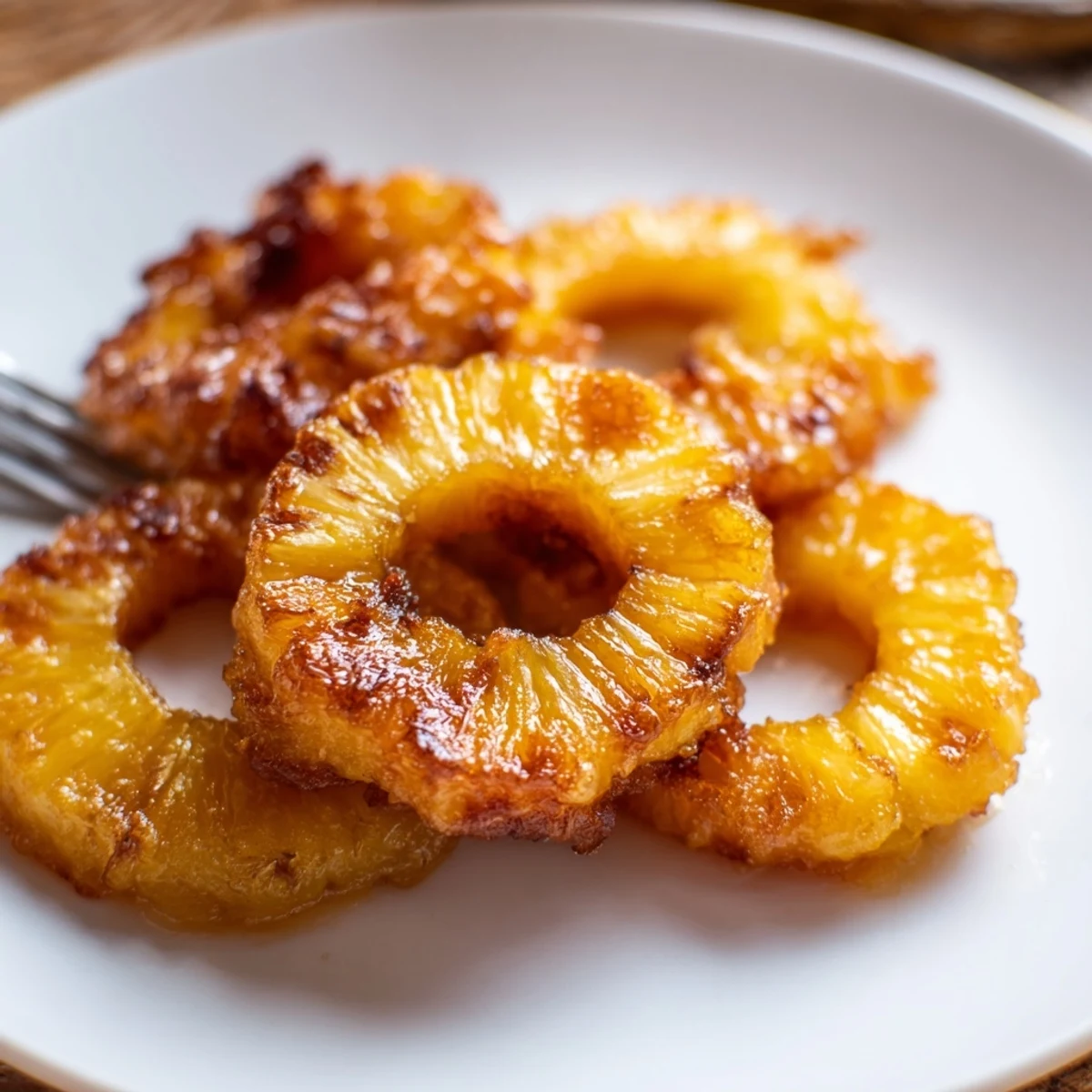 Crispy battered pineapple wedges fried to caramelized perfection, drizzled with honey and dusted with cinnamon for an irresistible tropical dessert.