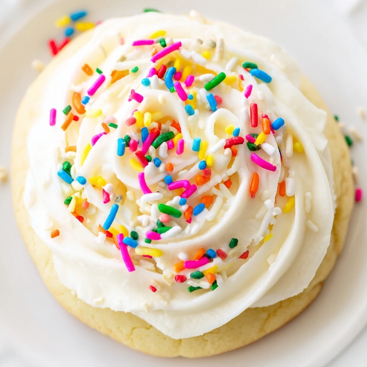 Freshly baked Walmart-Style Sugar Cookies with buttercream frosting on a cooling rack.