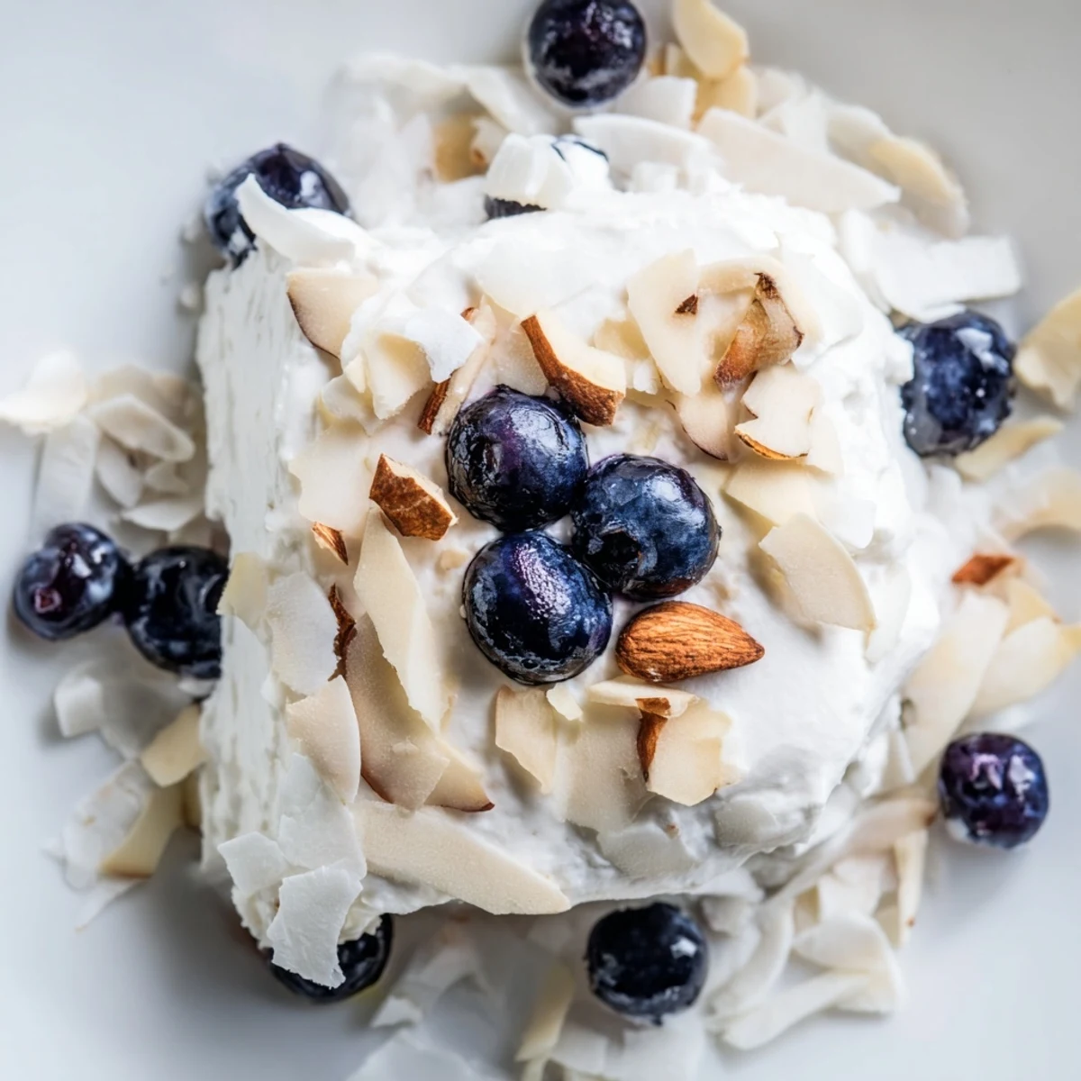 Blueberry Greek Yogurt Bites arranged on parchment paper with fresh blueberries and vanilla.