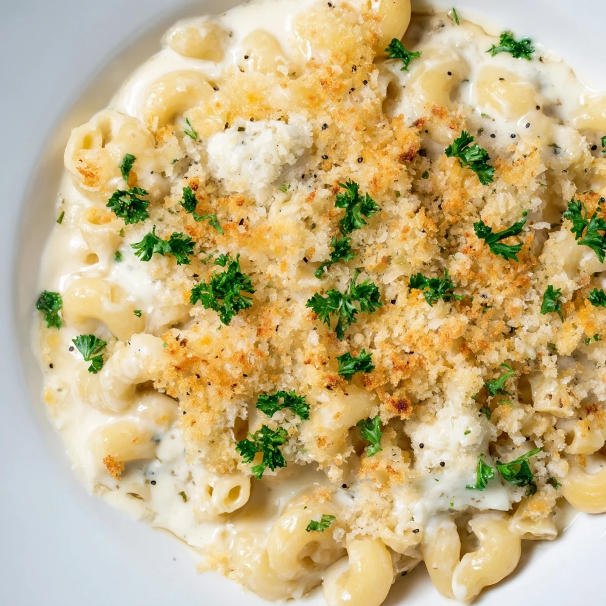 Creamy Boursin mac and cheese with melted herb cheese coating every elbow pasta noodle