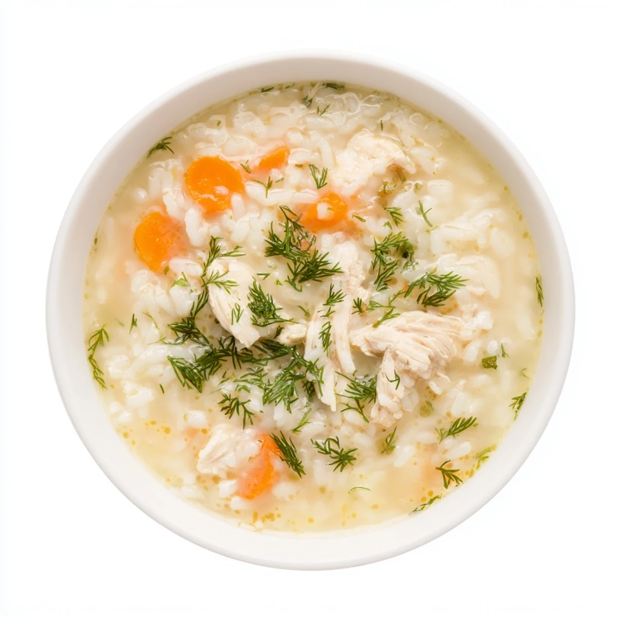 Velvety Avgolemono Greek Lemon Chicken Soup featuring fluffy rice and succulent chicken in a tangy lemon-egg broth