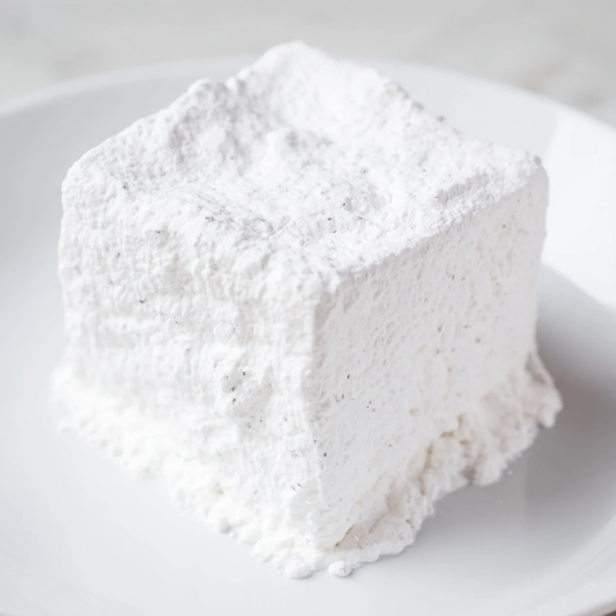 Soft pillowy marshmallow squares cut into bite-sized pieces for hot cocoa garnish