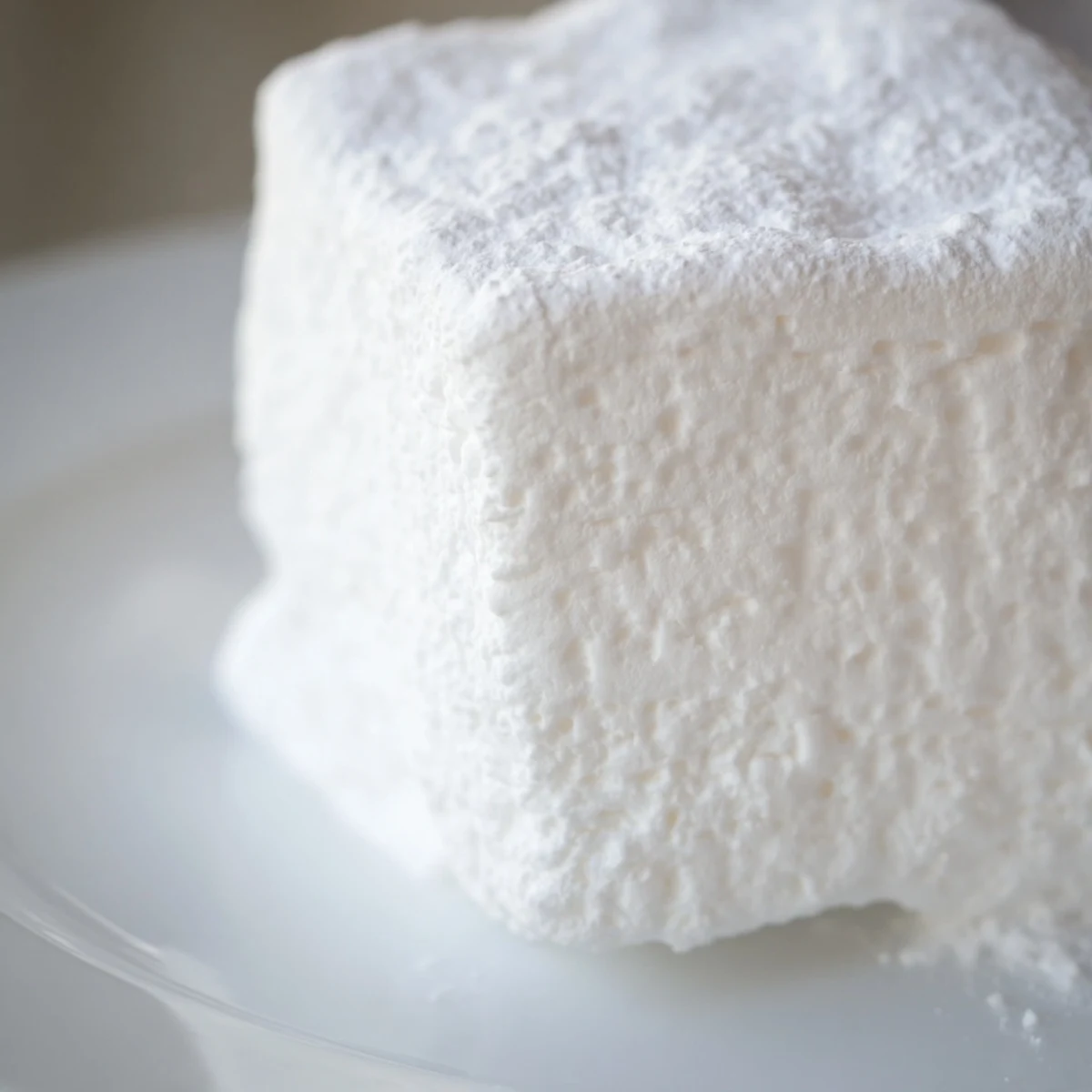 Glossy vanilla marshmallow slab setting in a prepared baking pan with white coating