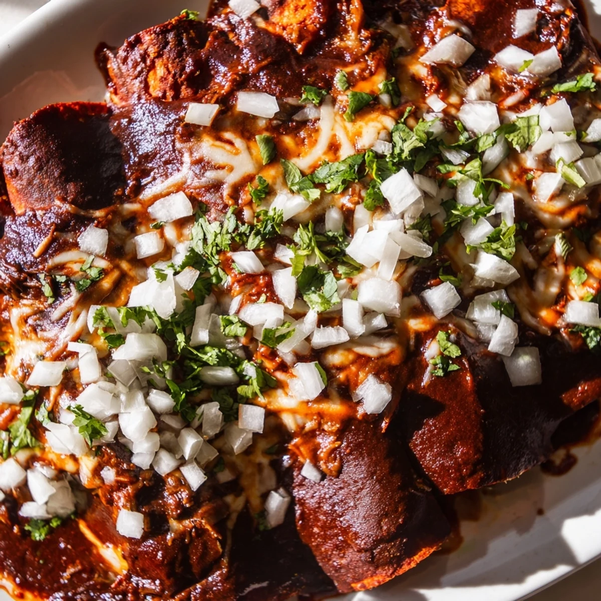 Tender shredded beef birria enchiladas smothered in rich consommé with bubbly cheese topping