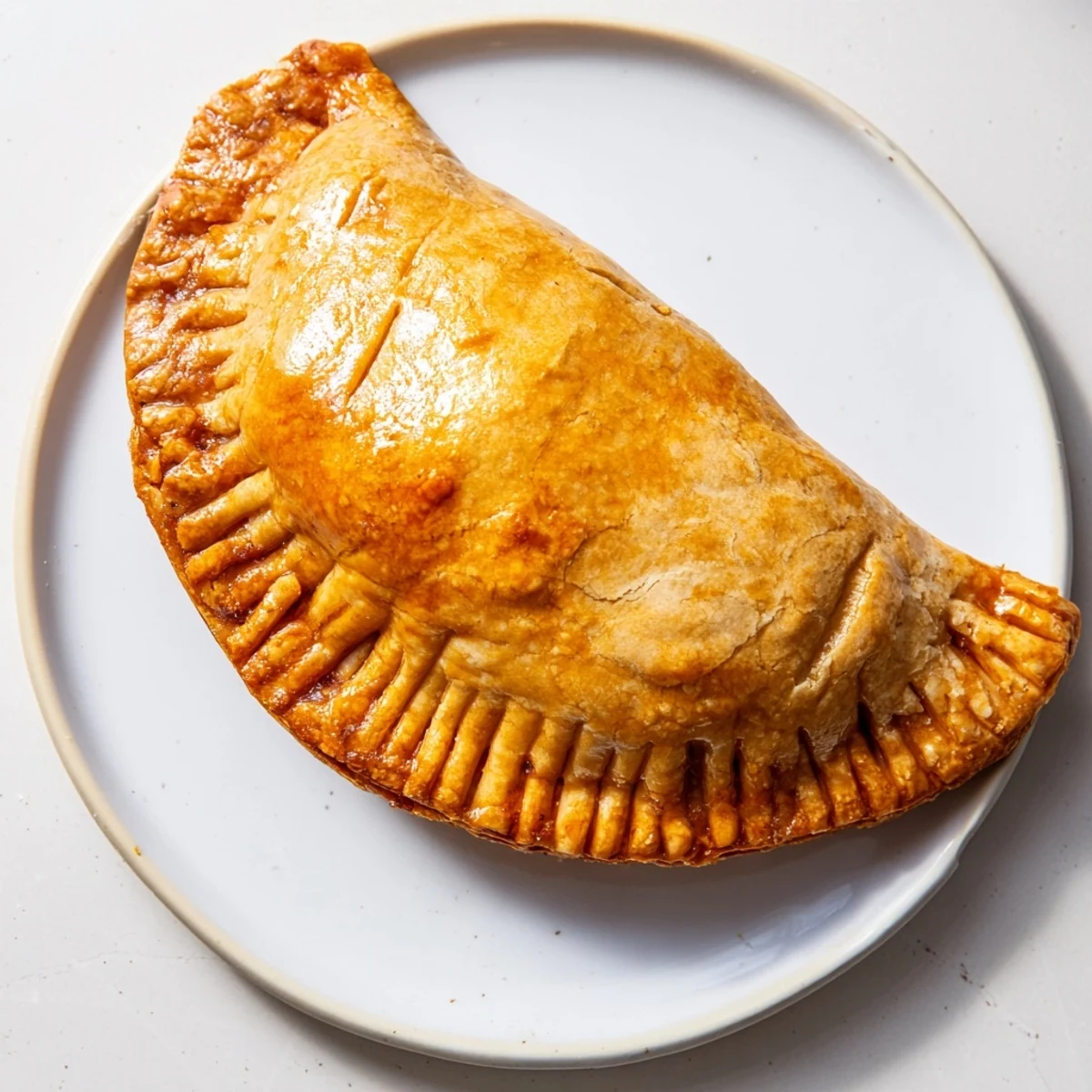 Flaky golden Filipino empanada stuffed pastry halved to reveal colorful savory filling inside