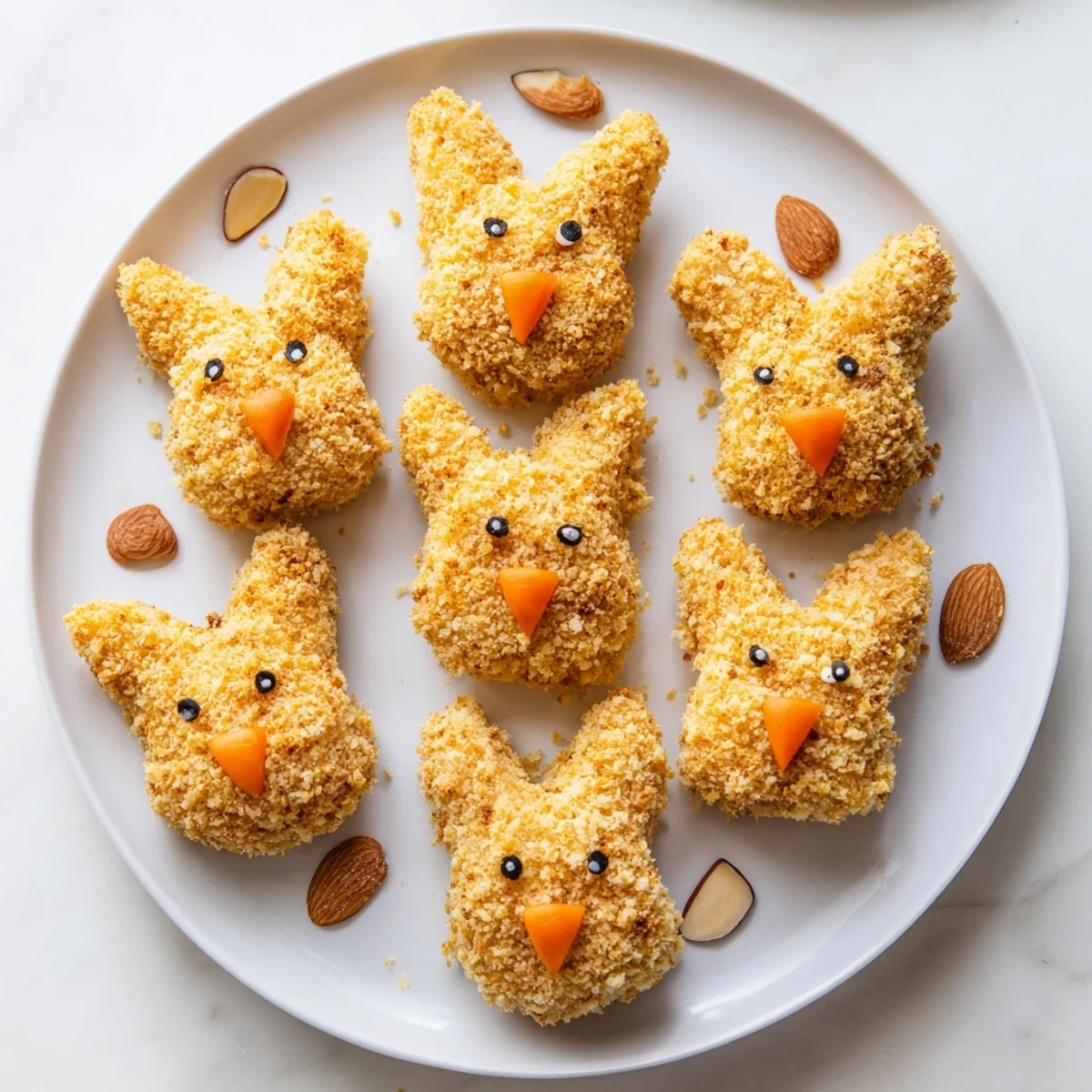 Festive Easter Bunny Potato Croquettes plated for spring celebration with garnish and dipping sauce