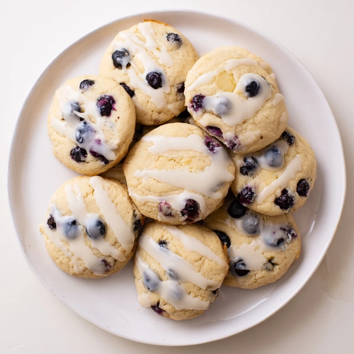 Fresh lemon blueberry cheesecake cookies oozing with tangy cream cheese filling and berries