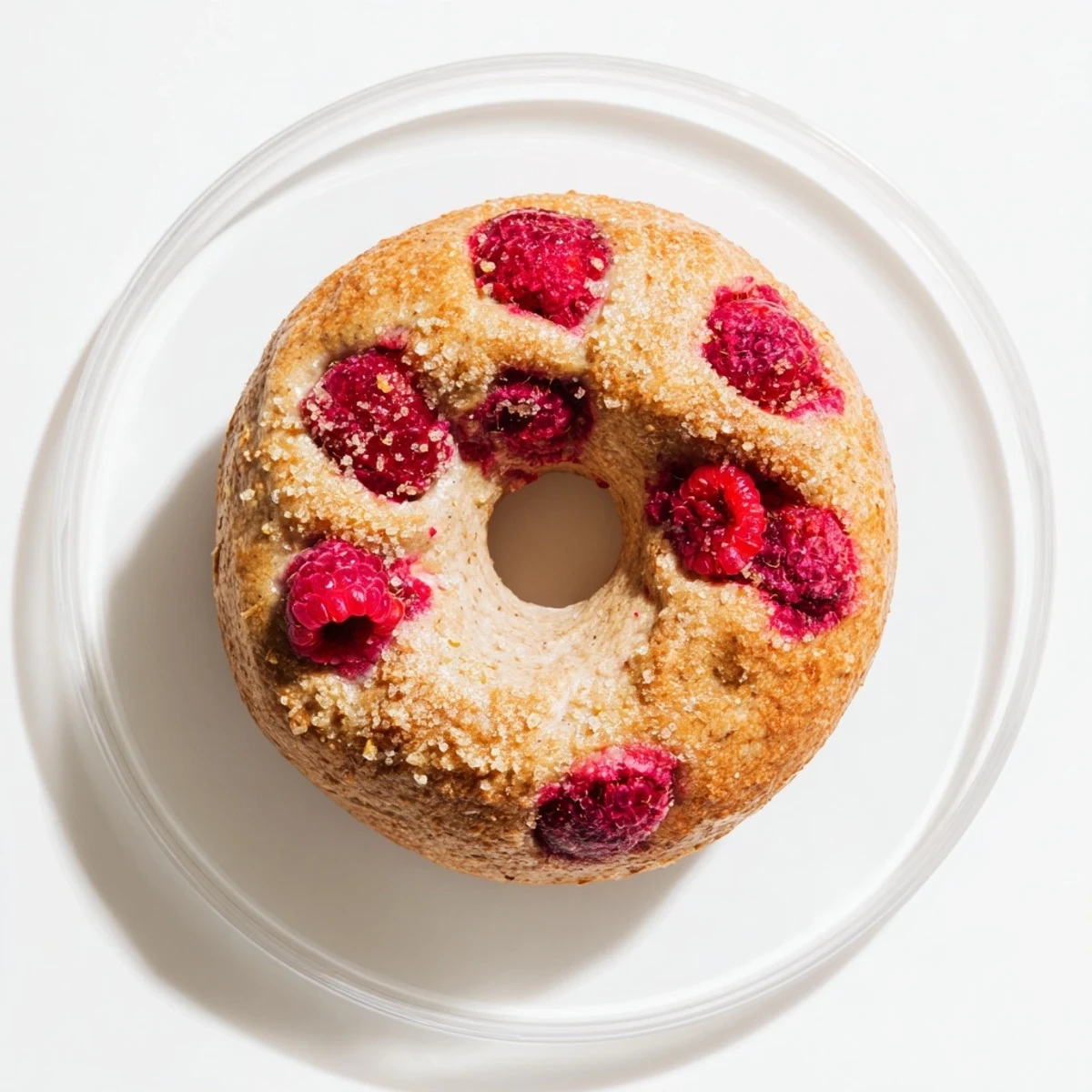 Freshly baked raspberry sourdough bagels with glossy crusts and pockets of tart red berries
