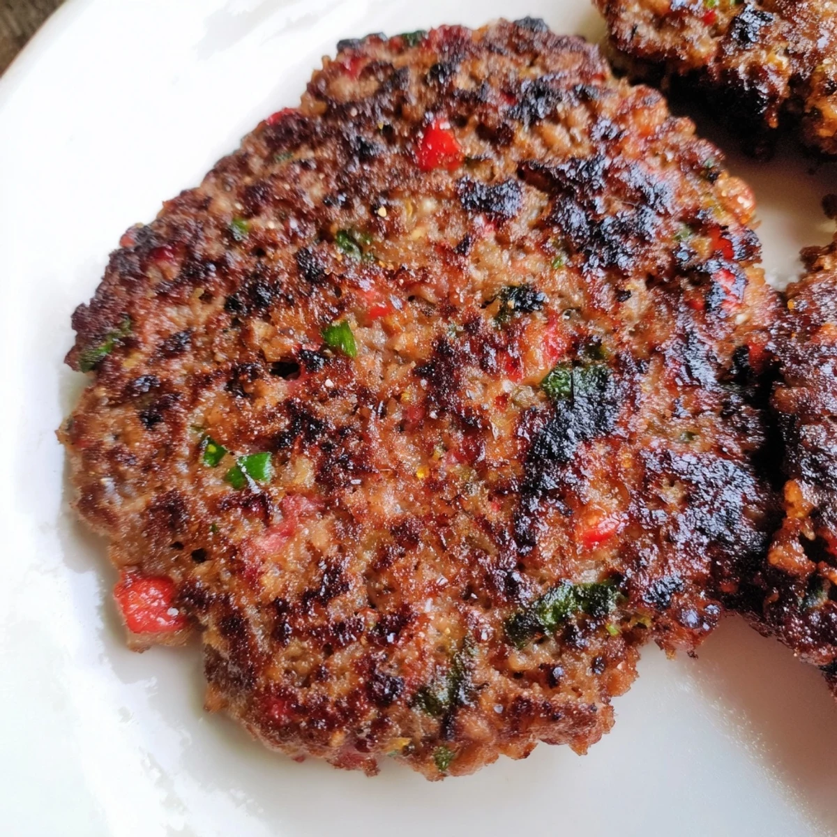 Golden crispy Pakistani Chapli Kabab sizzling in pan with aromatic spices and charred edges