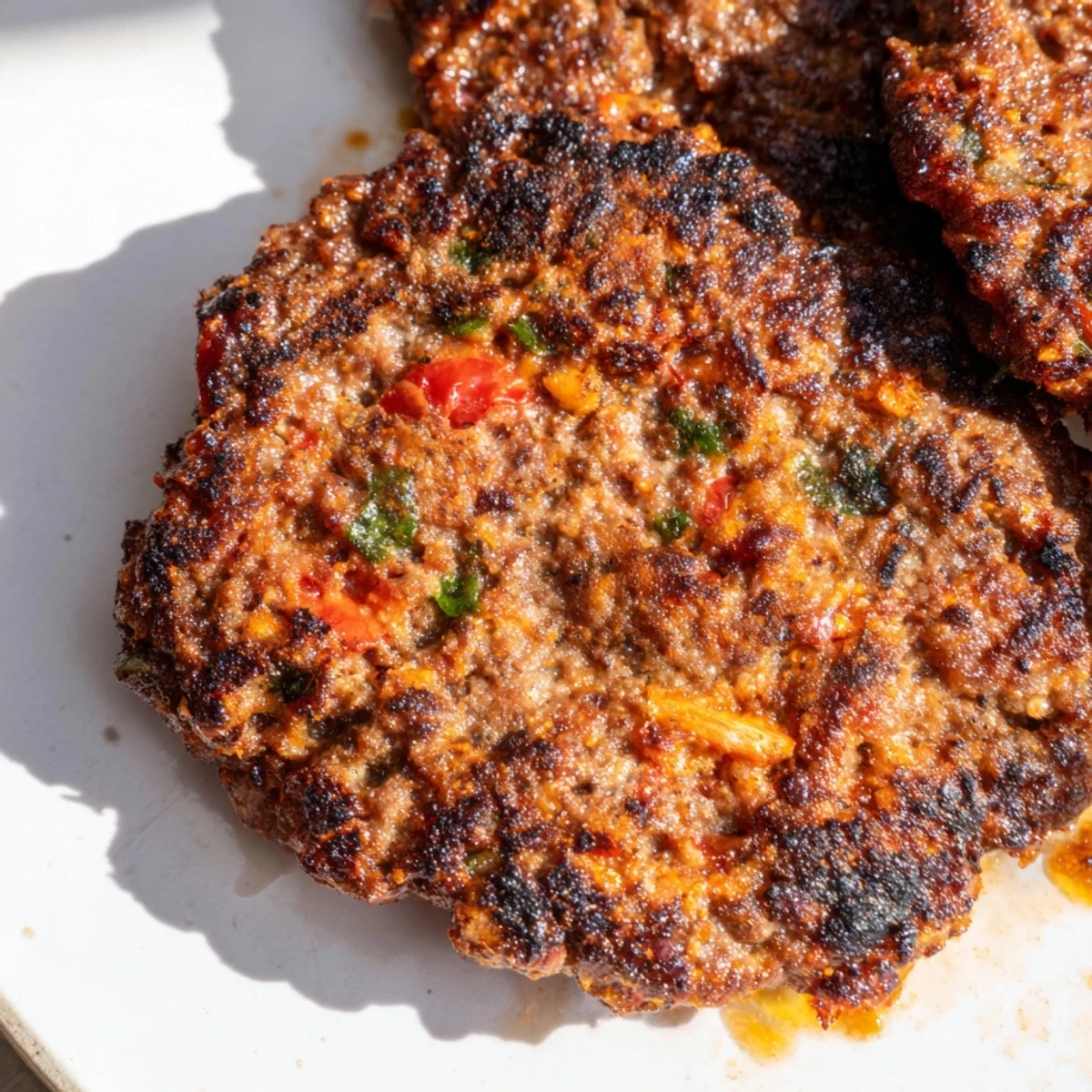 Seasoned Pakistani Chapli Kabab served with fresh mint chutney, naan bread, and salad