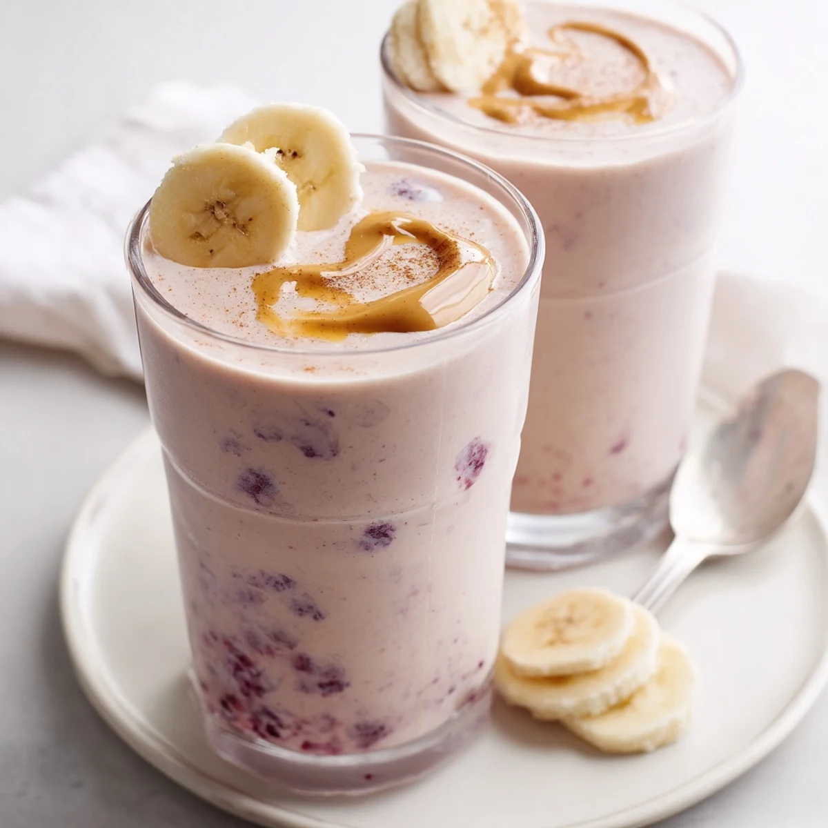 Post-workout High Protein Smoothie topped with chia seeds and cinnamon