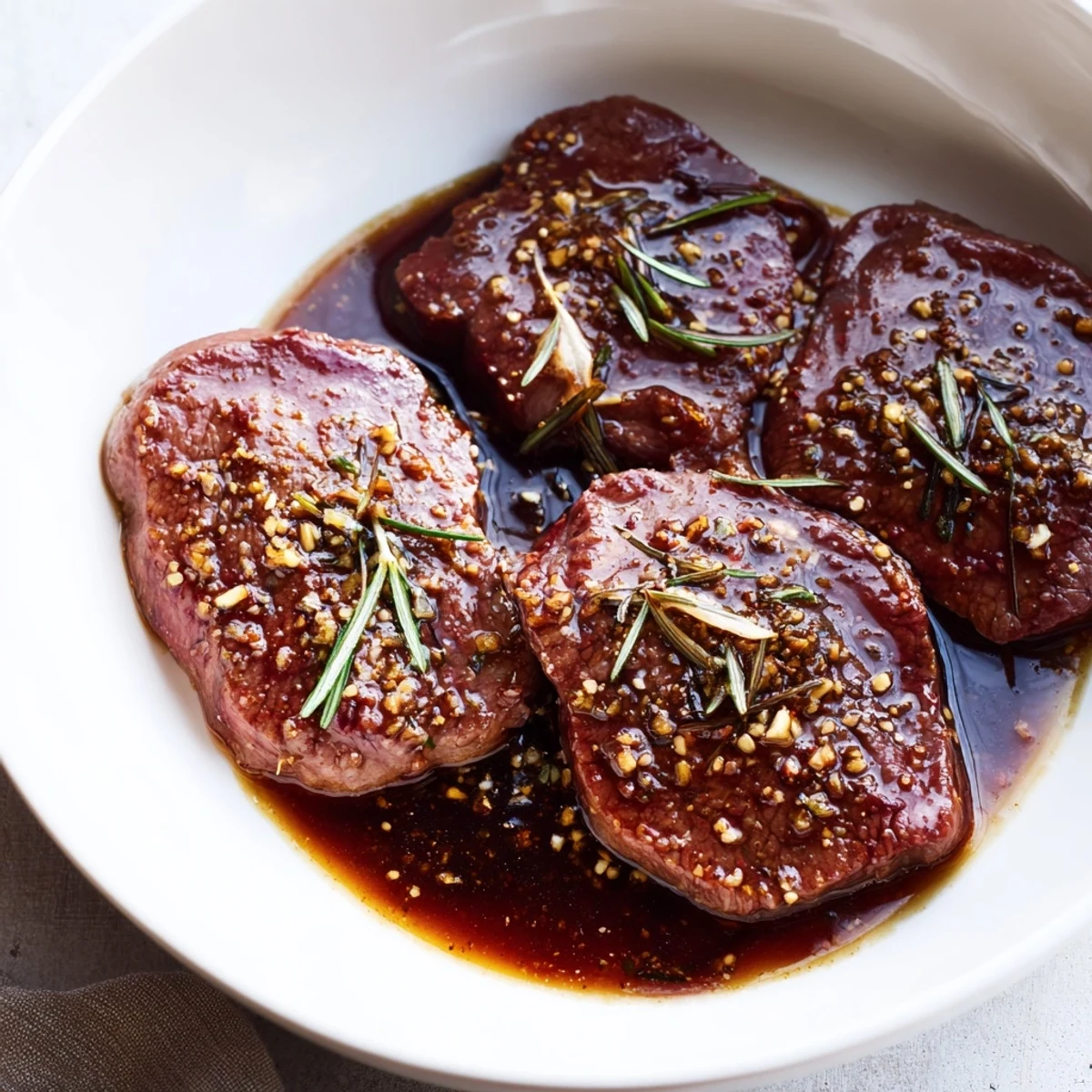 Overnight Steak Marinade infusing lemon and rosemary, tenderizing steaks before grilling