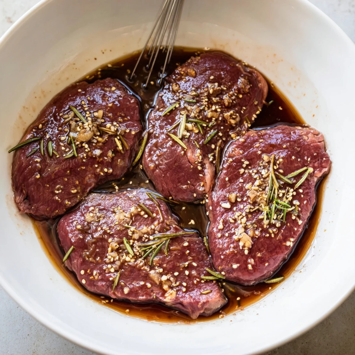 Homemade Steak Marinade glossy with balsamic, perfect for pan-searing dinner