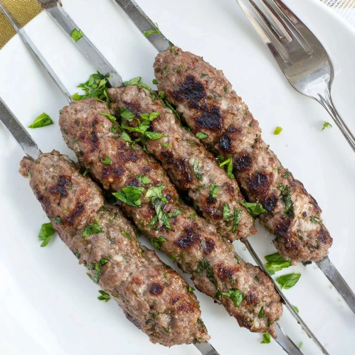 Perfectly charred lamb kofta kebabs recipe featuring ground spiced meat on a hot grill