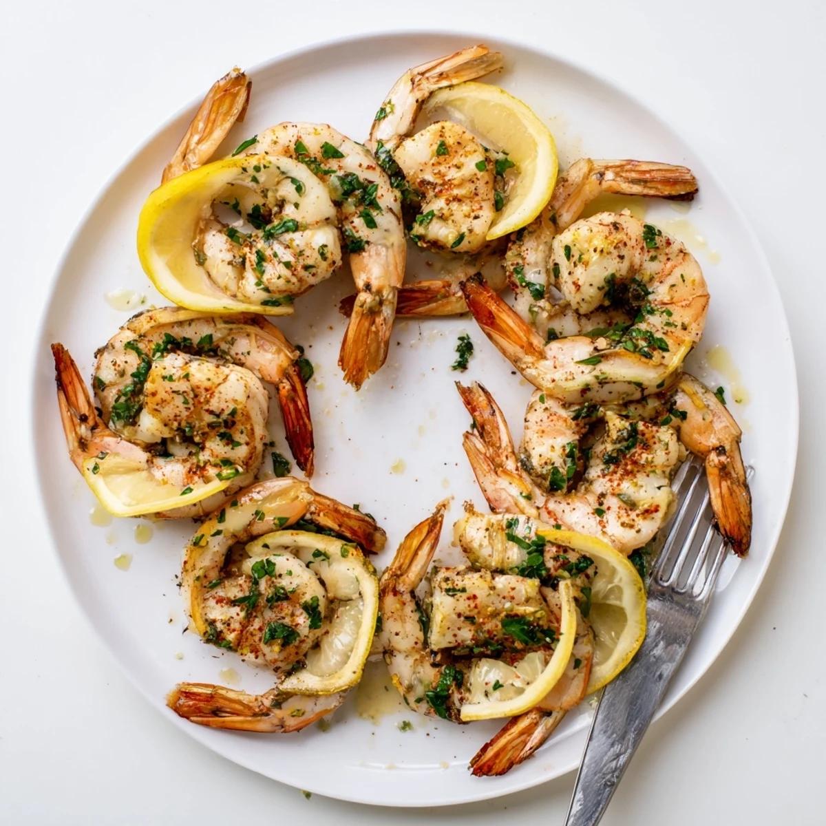 Marinated Grilled Shrimp piled over rice, juicy texture and bright lemon tang
