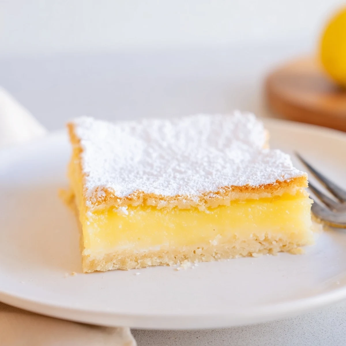 Buttery crust holding zesty lemon glaze in these bright and fresh simple lemon bars