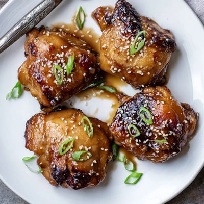 Crispy pan seared Honey Soy Chicken with toasted sesame and sliced green onions