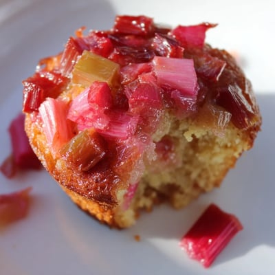 Upside Down Rhubarb Muffins